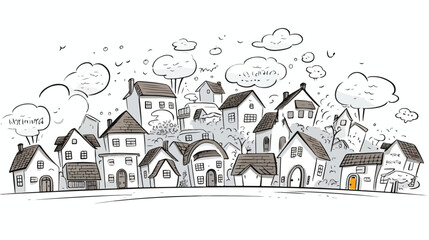 Freehand drawn speech bubble cartoon housing market