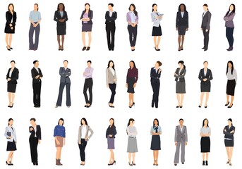 Fototapeta na wymiar Business woman multi ethnic in suits isolated on a white background/illustration of multi ethnic business woman