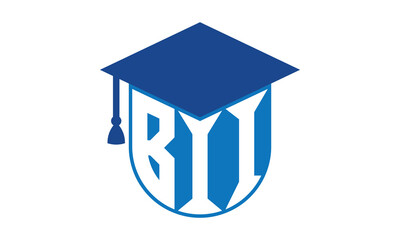 BII initial letter academic logo design vector template. school college logo, university logo, graduation cap logo, institute logo, educational logo, library logo, teaching logo, book shop, varsity - obrazy, fototapety, plakaty