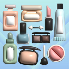 set of 3d make up anf skincare