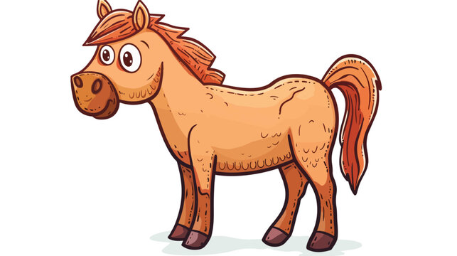 Fun horse freehand draw cartoon vector illustration