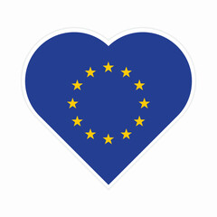 European Union flag. EU flag in Heart shape. Vector European Union flag in Heart. 
