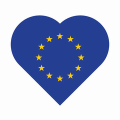 European Union flag. EU flag in Heart shape. Vector European Union flag in Heart. 
