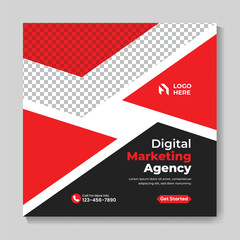 Creative marketing social media post design template, Corporate square web banner design