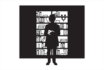 silhouette of a person with a book