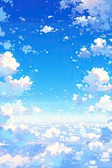 Fototapeta na wymiar heaven scenery background in pixel art style