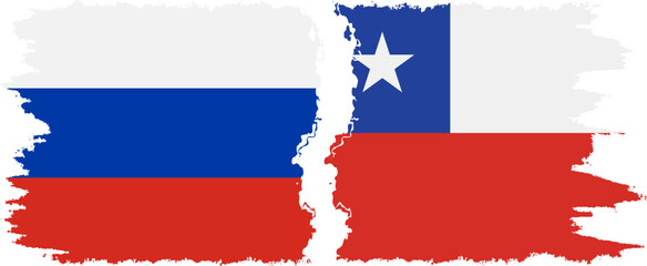 Chile and Russia grunge flags connection vector