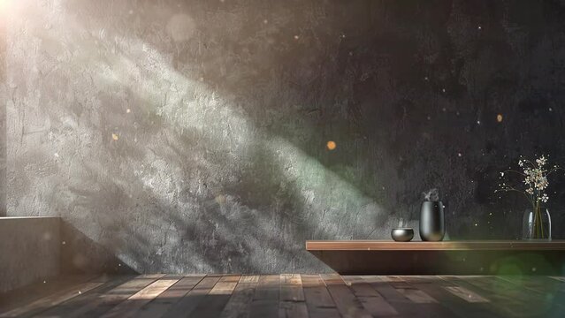 modern dark home interior background wall mock up 3d . seamless looping overlay 4k virtual video animation background