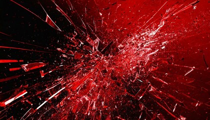 割れたガラス片　赤　黒背景