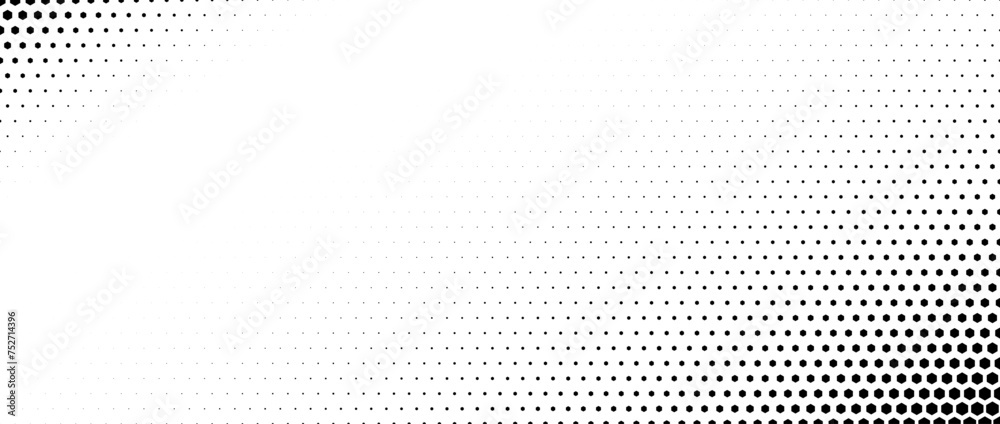 Aufkleber hexagon corner halftone gradient texture. black diagonal grunge gradation background. geometric retr