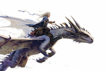 A dragon and its rider, bonded by trust, soar through the sky. The rider clings to its neck, wind whipping their hair.