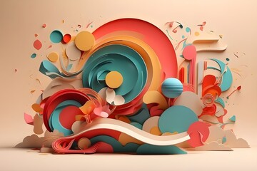 3D Retro Abstract Creative Collage Artwork, Banner , HD Background Images Generative AI