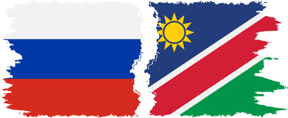 Namibia and Russia grunge flags connection vector