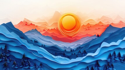 A paper art of sunrise