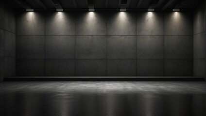 Empty  product display podium with spotlights . dark background . Product presentation ideas 