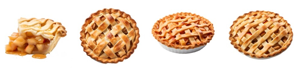 apple pie isolated on a transparent PNG background, white background , Generative Ai - obrazy, fototapety, plakaty