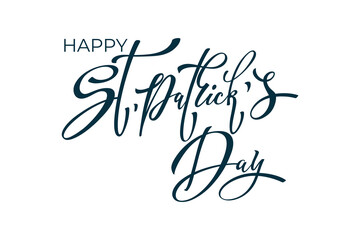 Happy Saint Patricks day handwritten lettering typography. Hand drawn design elements. Logos and emblems for invitation, card.