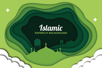 Green Islamic Background Papercut Style