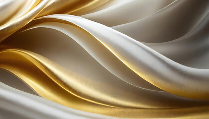 Gold and white decoration. Luxury gold and white fabric.