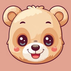Obraz premium cartoon happy face bear head vector, japanese manga style