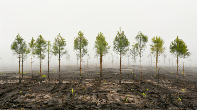 Trees are growing in the barren land - concept photography