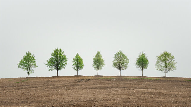 Trees are growing in the barren land - concept photography