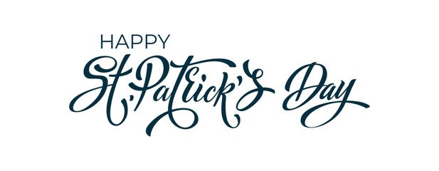 Happy Saint Patricks day handwritten lettering typography. Hand drawn design elements. Logos and emblems for invitation, card.