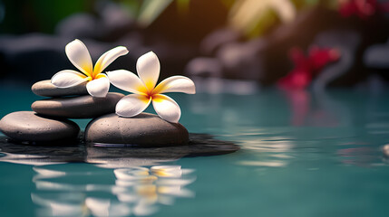 Spa and yoga stones and flowers