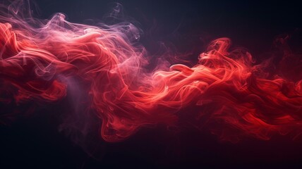 Silky tendrils of red smoke floating weightlessly on a jet black infinity. ultra realistic photo, minimalistic, AI Generative - obrazy, fototapety, plakaty
