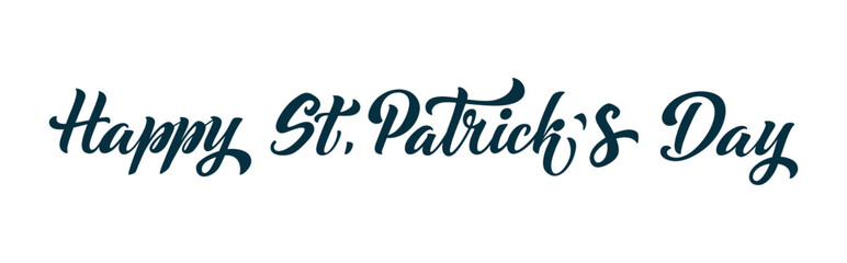 Fototapeta premium Happy Saint Patricks day handwritten lettering typography. Hand drawn design elements. Logos and emblems for invitation, card.
