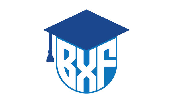 BXF initial letter academic logo design vector template. school college logo, university logo, graduation cap logo, institute logo, educational logo, library logo, teaching logo, book shop, varsity