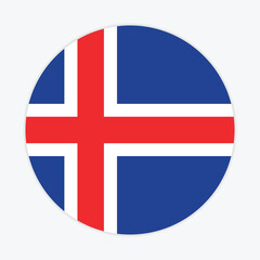 Iceland national flag vector icon design. Iceland circle flag. Round of Iceland flag.
