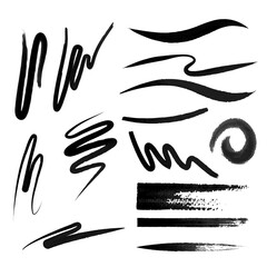 Vector black brush strokes