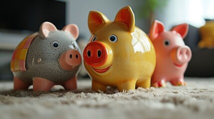 the continuity of financial responsibility with an image of a piggy bank being passed from one generation to another, emphasizing the legacy of smart saving - obrazy, fototapety, plakaty