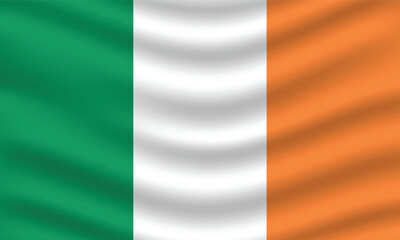 Obraz premium Flat Illustration of Ireland flag. Ireland national flag design. Ireland Wave flag. 