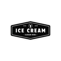 ice cream logo design vintage retro label	