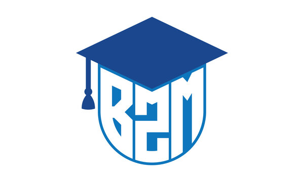 BZM initial letter academic logo design vector template. school college logo, university logo, graduation cap logo, institute logo, educational logo, library logo, teaching logo, book shop, varsity