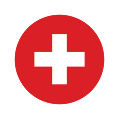 Switzerland national flag vector icon design. Switzerland circle flag. Round of Switzerland flag.
