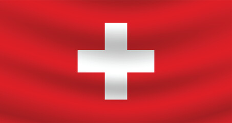 Flat Illustration of Switzerland flag. Switzerland national flag design. Switzerland Wave flag.
