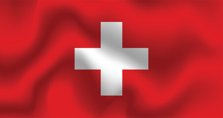 Flat Illustration of Switzerland flag. Switzerland national flag design. Switzerland Wave flag.
