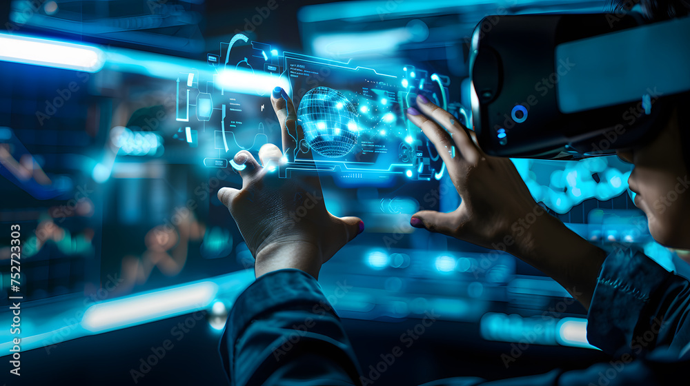 Poster hands using a touchscreen device, typing on a keyboard