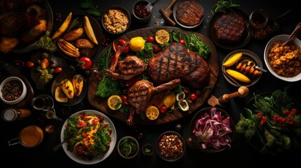 A mouth-watering variety of delicious foods spread out on a table 
