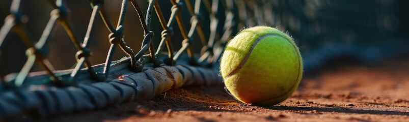 A vibrant tennis ball bounces on the pristine surface of the court, poised for the next thrilling rally.