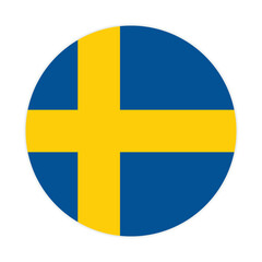 Sweden national flag vector icon design. Sweden circle flag. Round of Sweden flag.
