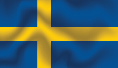 Obraz premium Flat Illustration of Sweden flag. Sweden national flag design. Sweden Wave flag. 