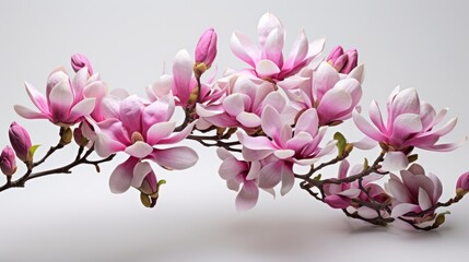 Obraz premium a branch of a magnolia tree with pink flowers 