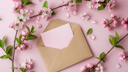 greeting card mockup. floral background. floral pattern. composition of pink flowers and green leaves. place for text. invitation. congratulation