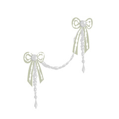 Illustrations of two bows with chain in gree