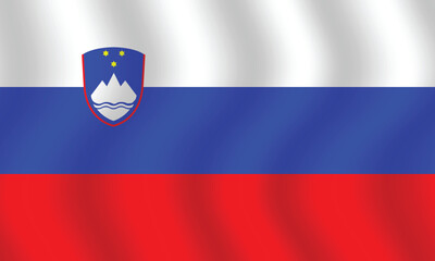 Fototapeta premium Flat Illustration of Slovenia flag. Slovenia national flag design. Slovenia Wave flag. 