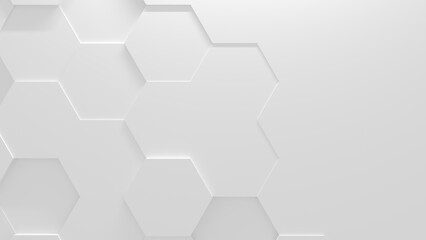 Obraz na płótnie Canvas White Hexagon Background With Copy Space (3D illustration)